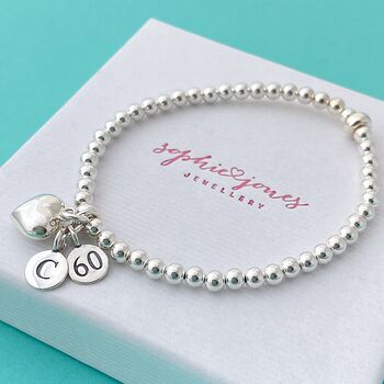 Personalised 60th Birthday Bracelet With Heart, 2 of 5