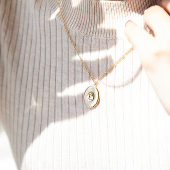 Oval Initial Necklace Pendant On Chain Gold Or Silver, 4 of 9