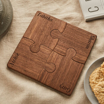 Personalised Wooden Gift Set Of Four Walnut Coasters, 2 of 7