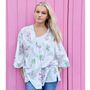 Floral Pink Palm Tree Print Cotton Summer Jacket, thumbnail 1 of 5