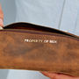 Personalised Message Buffalo Leather Square Pencil Case, thumbnail 4 of 8