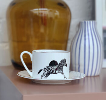 Zebra And Coco Bone China Cup And Saucer, 2 of 6