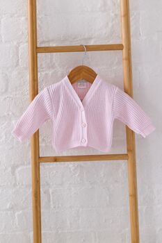 Personalised Embroidered Bow New Baby Cardigan Three Colours Available, 3 of 7
