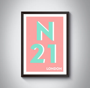 N21 Enfield London Postcode Typography Print, 10 of 12