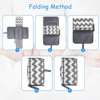 Grey Waterproof Foldable Infant Baby Changing Pad, 5 of 7