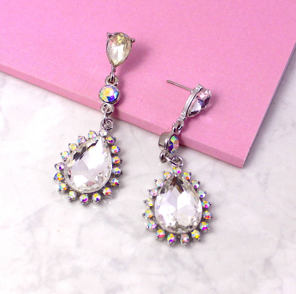 Statement Crystal Teardrop Earrings By Lucy Loves Neko