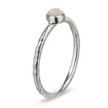 Silver Opal Stacking Ring Size L Other Sizes Available, 4 of 10