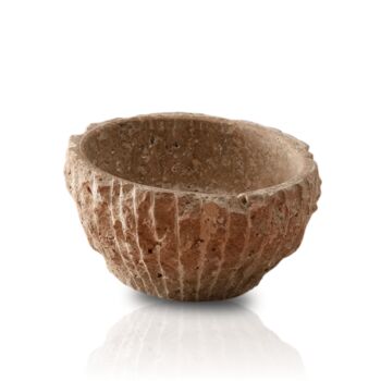 Hand Carved Terracotta Travertine Textured Bowl, 2 of 2