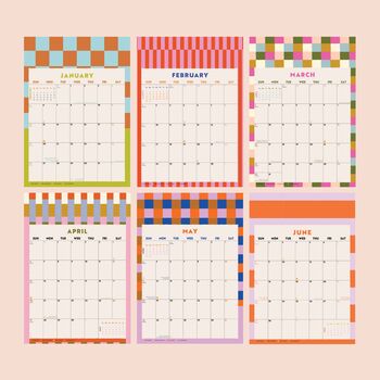 2025 Calendar | Checks And Stripes | Week Starts Sunday, 6 of 9