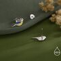 Blue Tit Bird Stud Earrings In Sterling Silver, thumbnail 6 of 12