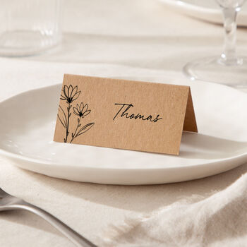 Floral Line Drawing Wedding Place Cards, 2 of 2