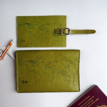 Leather Luggage Tag And Passport Cover Set Personalised, 3 of 8