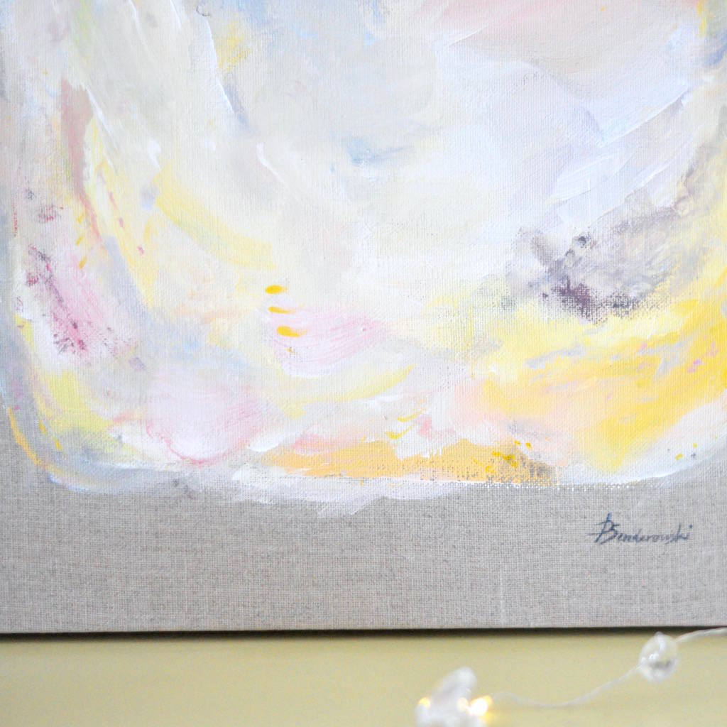 Pastel Abstract Natural Linen Canvas Painting By PaintMeHappy Art