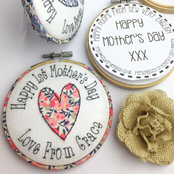 First Mothers Day Personalised Embroidered Hoop Card, 4 of 6