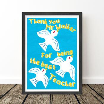 Personalised Thank You Teacher Birds Print, 5 of 6