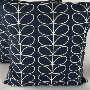Orla Keily Blue Linear Stem Cushion Cover, 3 of 6