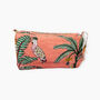 Jungle Print Cotton Washbag, Make Up Bag, With Waterproof Lining Set Of Three Peach, thumbnail 4 of 7