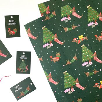 Dachshund Christmas Wrapping | Festive Sausage Dog Wrap, 2 of 3