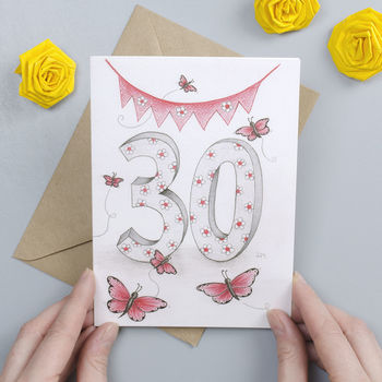 Happy 30th Birthday Greeting Card Butterflies, 2 of 2