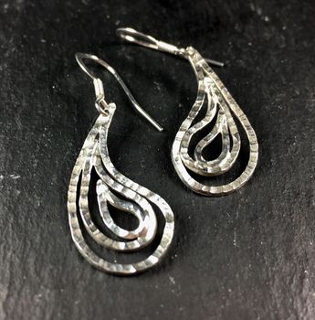 Large Hammered Paisley Earrings, 2 of 4