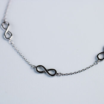 Sterling Silver Infinity Symbol Charm Anklet, 3 of 5