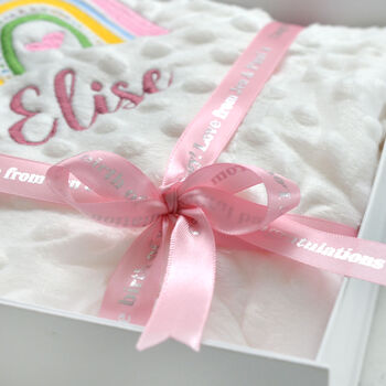 Personalised Embroidered Rainbow Baby Blanket With Name, 4 of 11