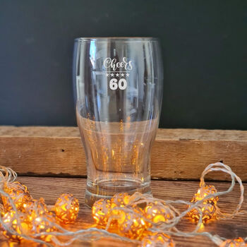 Personalised 60th Birthday Gift Pint Glass, 7 of 9
