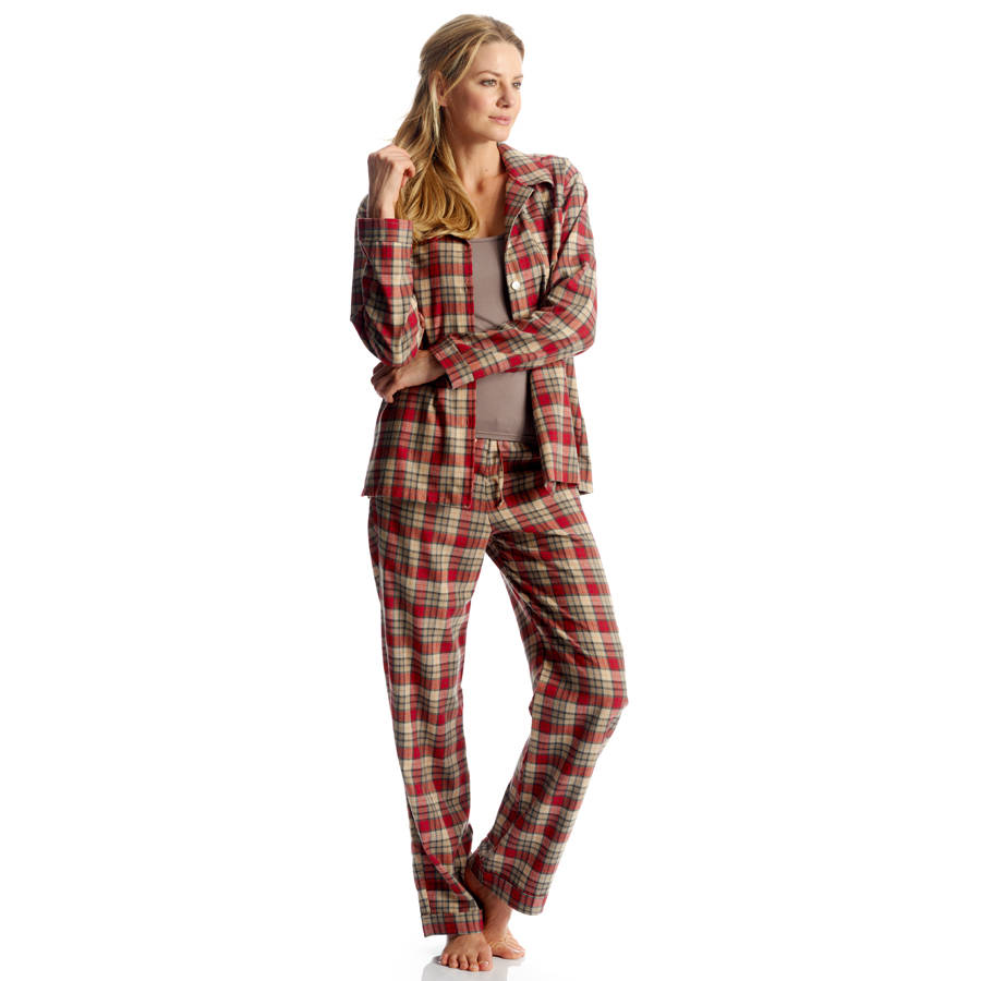 women's brushed cotton red check pyjamas by pj pan | notonthehighstreet.com