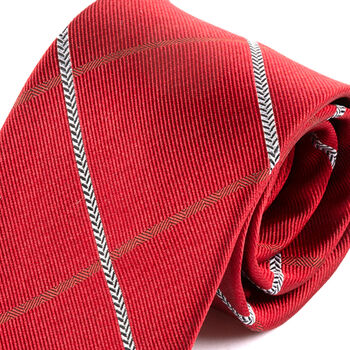 Prestige Red Windowpane Check Silk Tie 8cm, 2 of 3