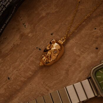 18 K Gold Skull Necklace Gothic Women Jewelry, 6 of 7