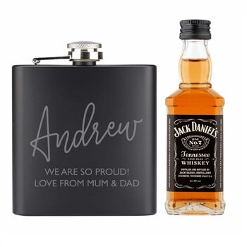 Personalised Hip Flask And Jack Daniels Gift Set, 3 of 3
