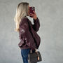 Burgundy Faux Leather Collar Jacket, thumbnail 2 of 7