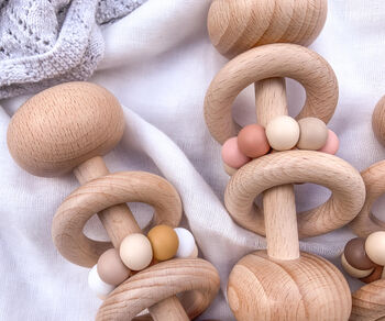 Personalised Dumbbell Wooden Rattle, 2 of 6