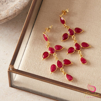 Amethyst Leaf Shaped 18 K Gold And Silver Studs, 7 of 11