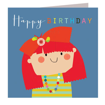 Blue Flower Girl Birthday Card, 2 of 4