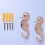 G Decor Set Of Two Solid Brass Seahorse Wall Coat Hooks, thumbnail 2 of 5