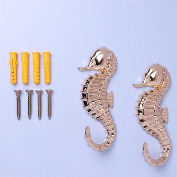 G Decor Set Of Two Gold Seahorse Wall Coat Hooks, 2 of 5