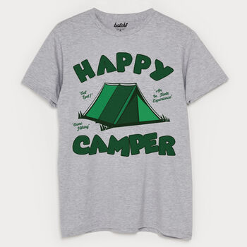 Happy Camper Men's Slogan T Shirt, 5 of 5