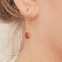 Ruby Gold Plated Silver Antique Drop Earrings, thumbnail 3 of 12