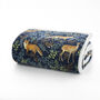 Fox And Deer Navy Soft Fleece Throw With Sherpa Backing 41021011, thumbnail 2 of 2