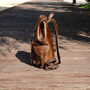 Military Style Genuine Leather Backpack In Tan, thumbnail 8 of 12