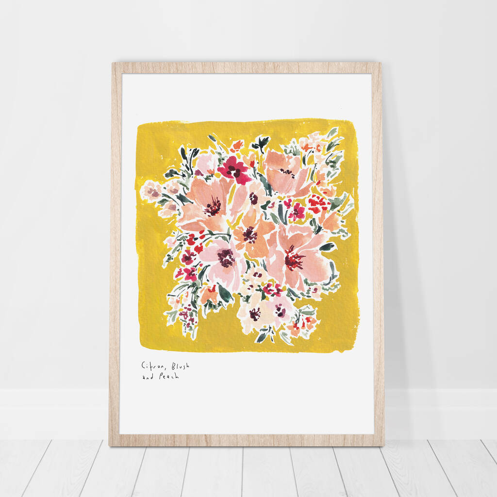 Citron, Blush And Peach Floral Print, 1 of 5