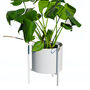 White Round Metal Planter With Stand, thumbnail 2 of 3