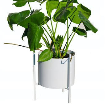 White Round Metal Planter With Stand, 2 of 3
