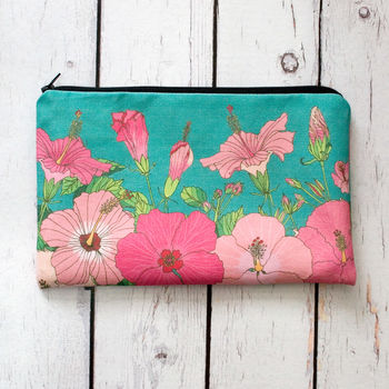 Tropical Hibiscus Lined Cotton Cosmetics Bag, 6 of 7