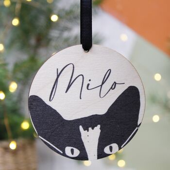 Personalised Wooden Cat Christmas Decoration, 11 of 11