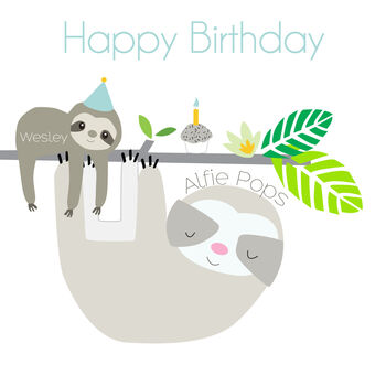 Family/Male Sloth Personalised Birthday Greeting Card, 3 of 4