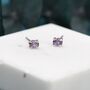 Amethyst Purple Oval Cz Stud Earrings Sterling Silver, thumbnail 4 of 12