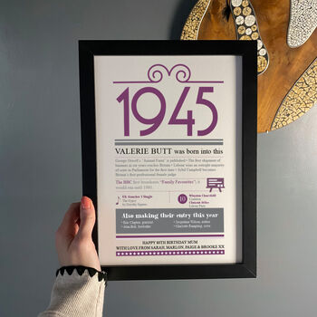 Personalised 80th Birthday Gift Print Life In 1945, 5 of 9