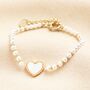Mother Of Pearl Bead And Shell Heart Charm Bracelet In Gold, thumbnail 1 of 4